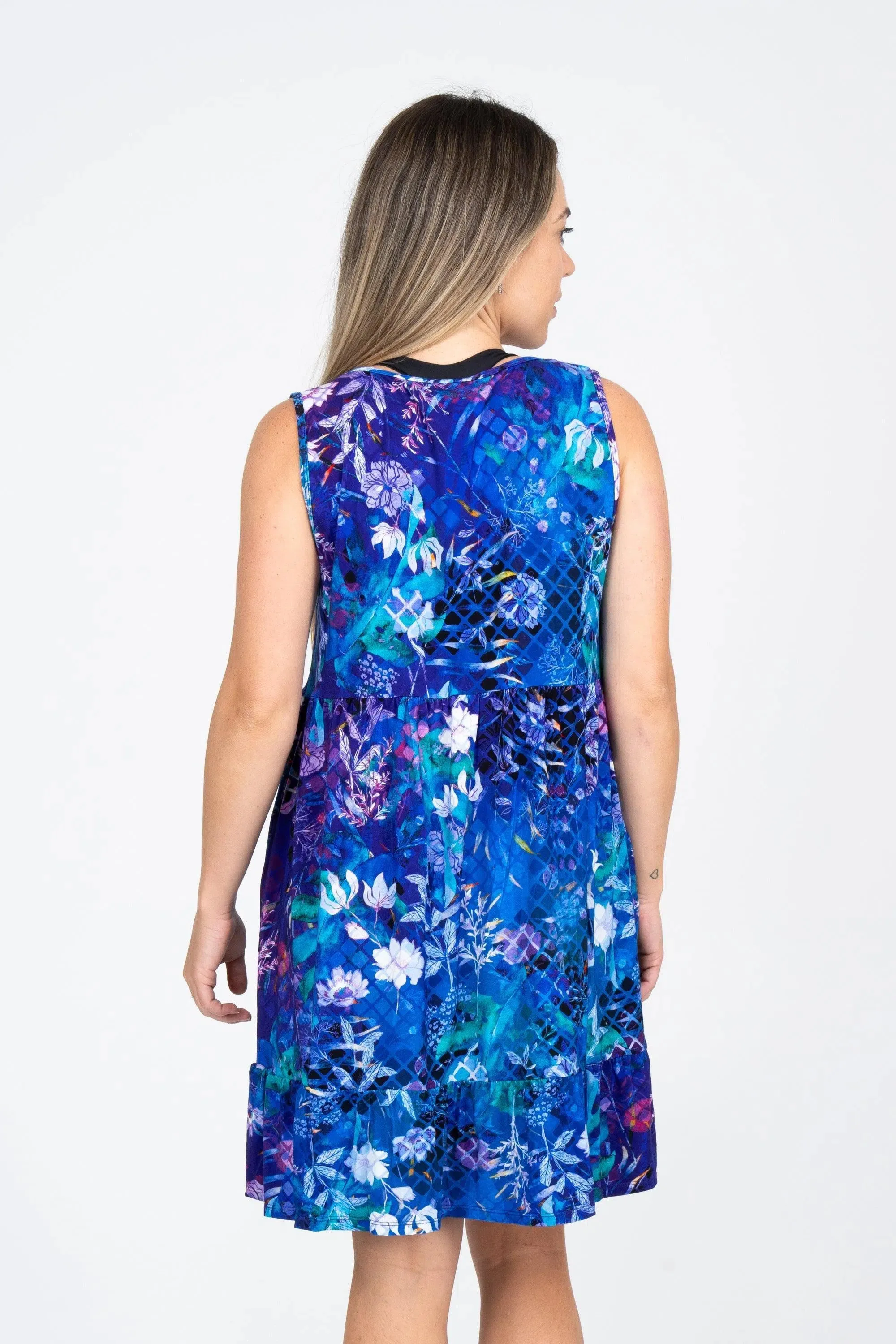 Slinky To Touch Sleeveless Baby Doll Tiered V Neck Mini Dress - Mermaid Mafia