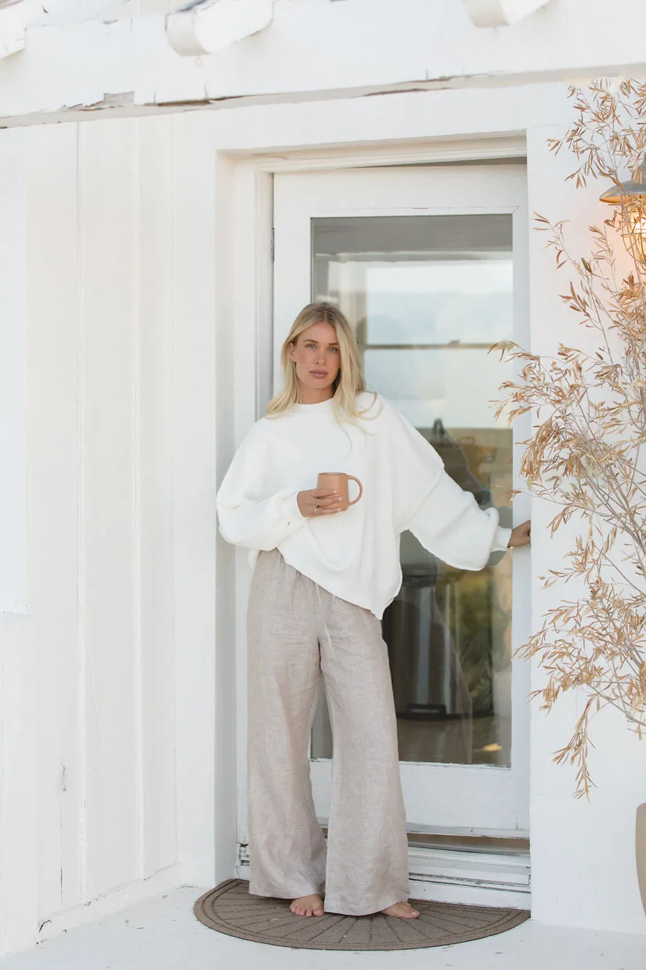 Slow Tide 100% Linen Drawstring Pants