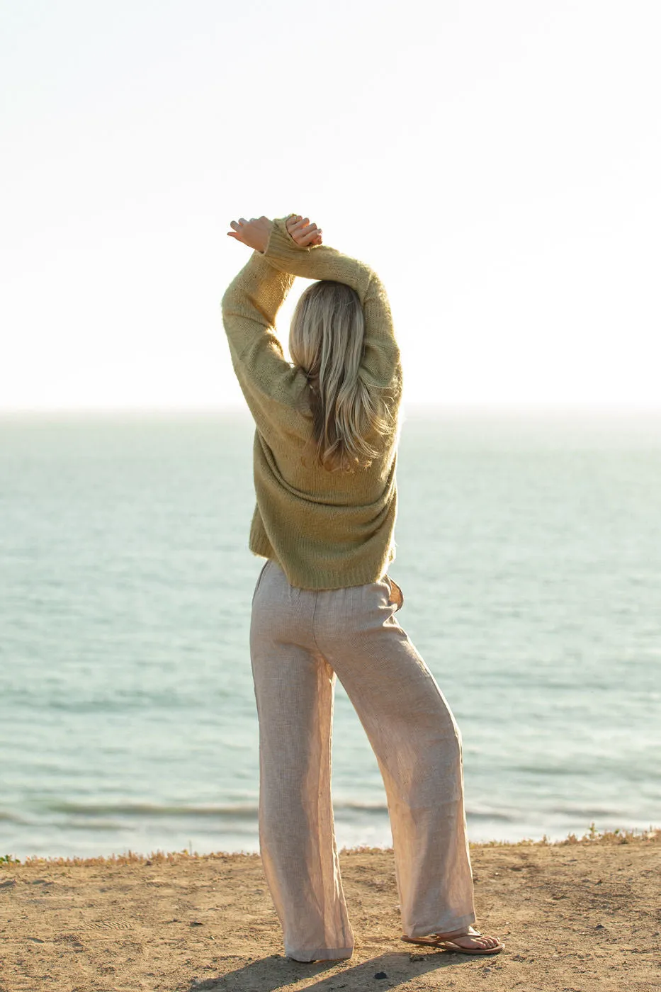Slow Tide 100% Linen Drawstring Pants
