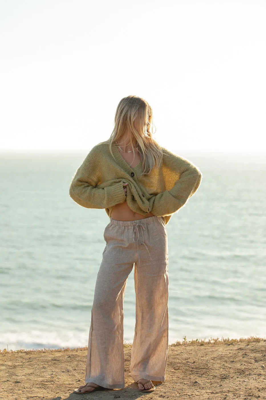 Slow Tide 100% Linen Drawstring Pants