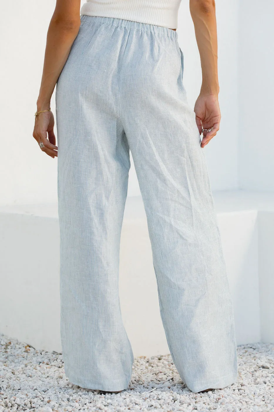 Slow Tide 100% Linen Drawstring Pants
