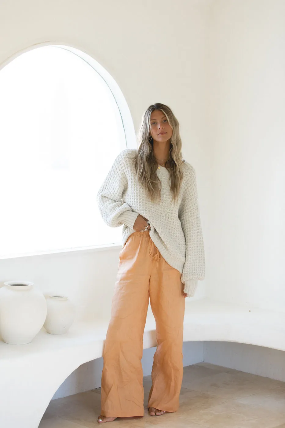 Slow Tide 100% Linen Drawstring Pants