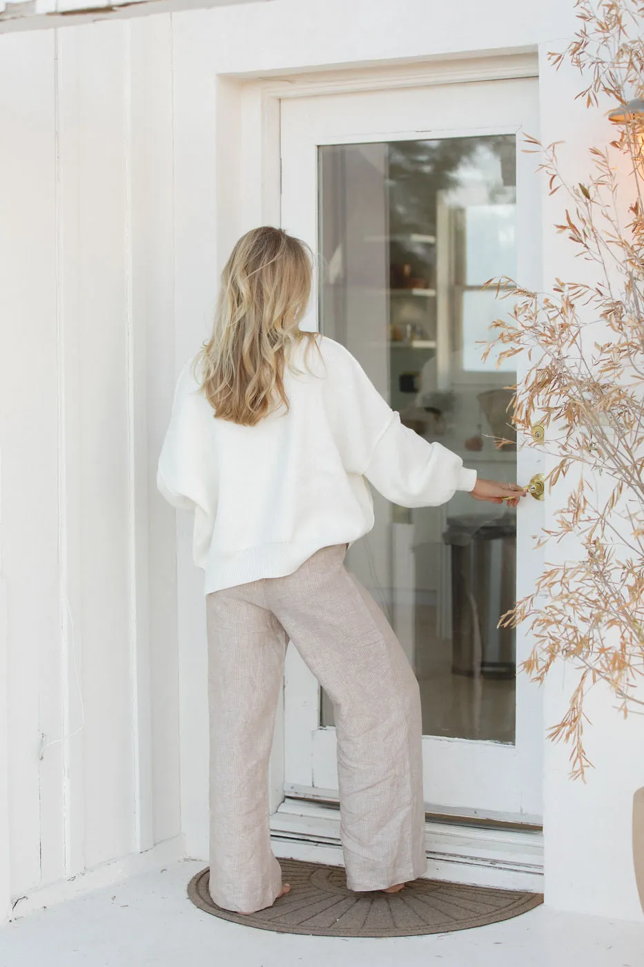Slow Tide 100% Linen Drawstring Pants