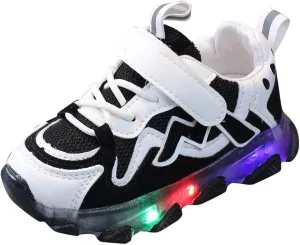 Sneakers Children Luminous Light Led Girls Kids Shoes Baby Running Sport Mesh Baby Shoes Girl Shoes (Black, 5-5.5 Years)