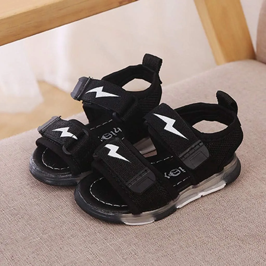 Sneakers Light Baby Sport Shoes Led Sandals Children Luminous Run Boys Baby Shoes Sneakers for Big (Black, 15-18 Months)