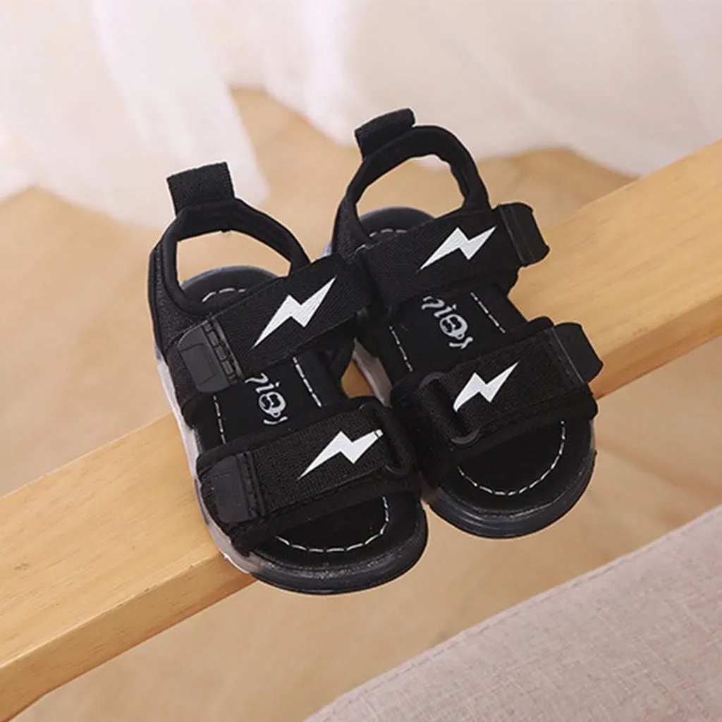Sneakers Light Baby Sport Shoes Led Sandals Children Luminous Run Boys Baby Shoes Sneakers for Big (Black, 15-18 Months)