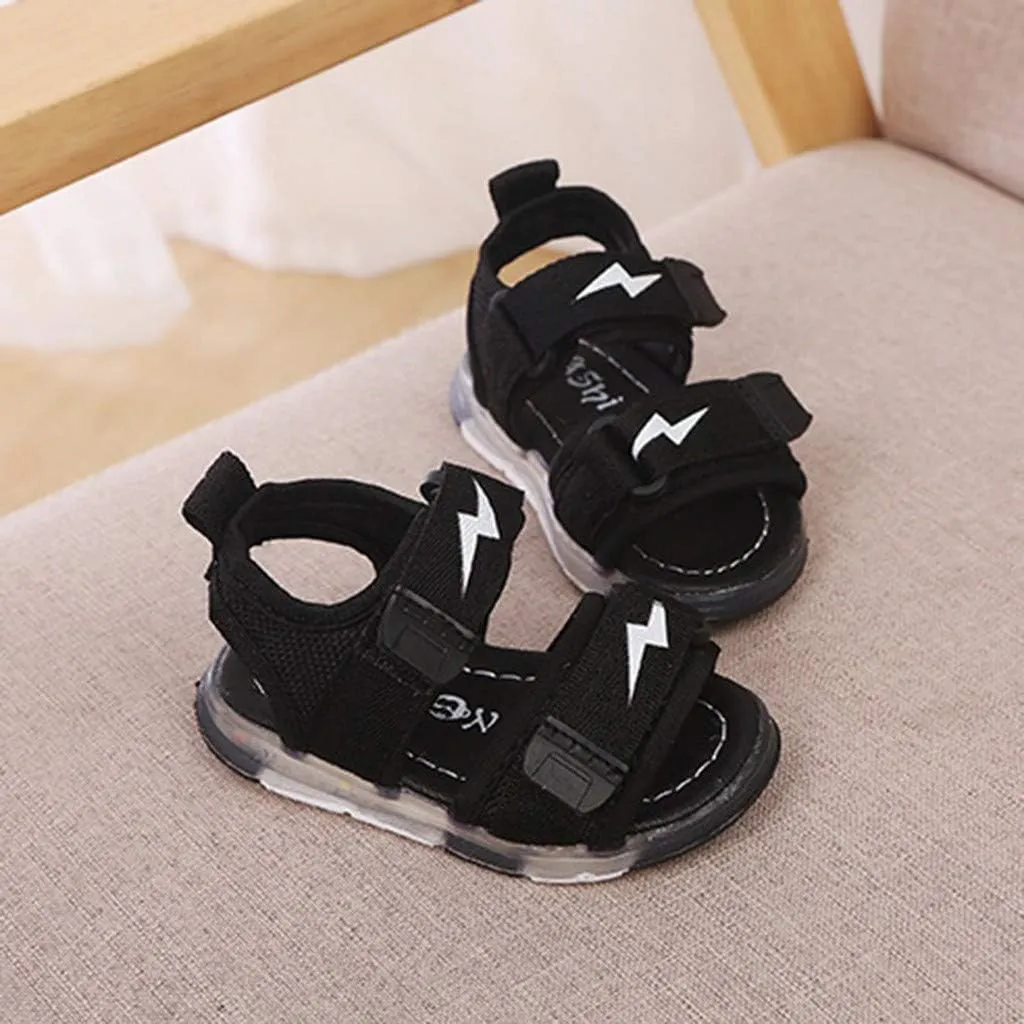 Sneakers Light Baby Sport Shoes Led Sandals Children Luminous Run Boys Baby Shoes Sneakers for Big (Black, 15-18 Months)