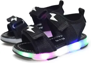 Sneakers Light Baby Sport Shoes Led Sandals Children Luminous Run Boys Baby Shoes Sneakers for Big (Black, 15-18 Months)