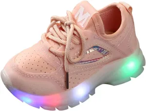 Sport Mesh Run Luminous Sneakers Girls Breathable Boys Children Baby Led Baby Girl Shoes 12-18 (Pink, 2.5-3 Years)