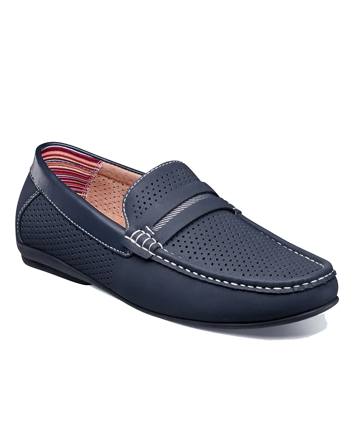 Stacy Adams Corby Moc Toe Saddle Slip On - Navy Blue