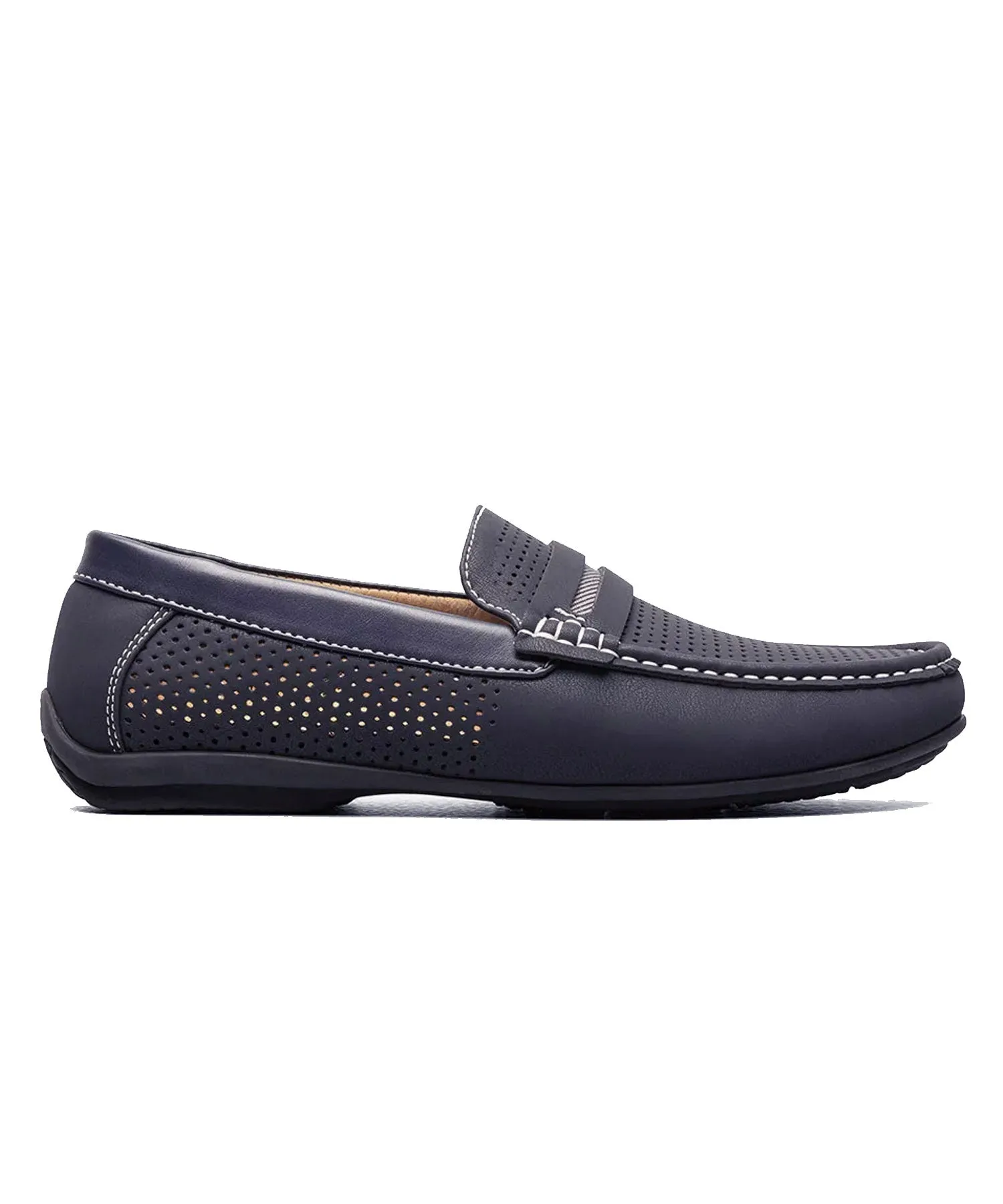 Stacy Adams Corby Moc Toe Saddle Slip On - Navy Blue