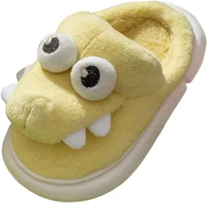 Toddler 3D Dinosaur Slippers Boys Girls Kids House Slippers Slide Non-Slip Warm Winter Soft Fuzzy Indoor Shoes