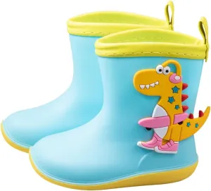 Toddler Boys Girls Dinosaur Rain Boots Cute artoon Animals Soft Pull On Non Slip Rubber Boys Rubber Boots Size 8