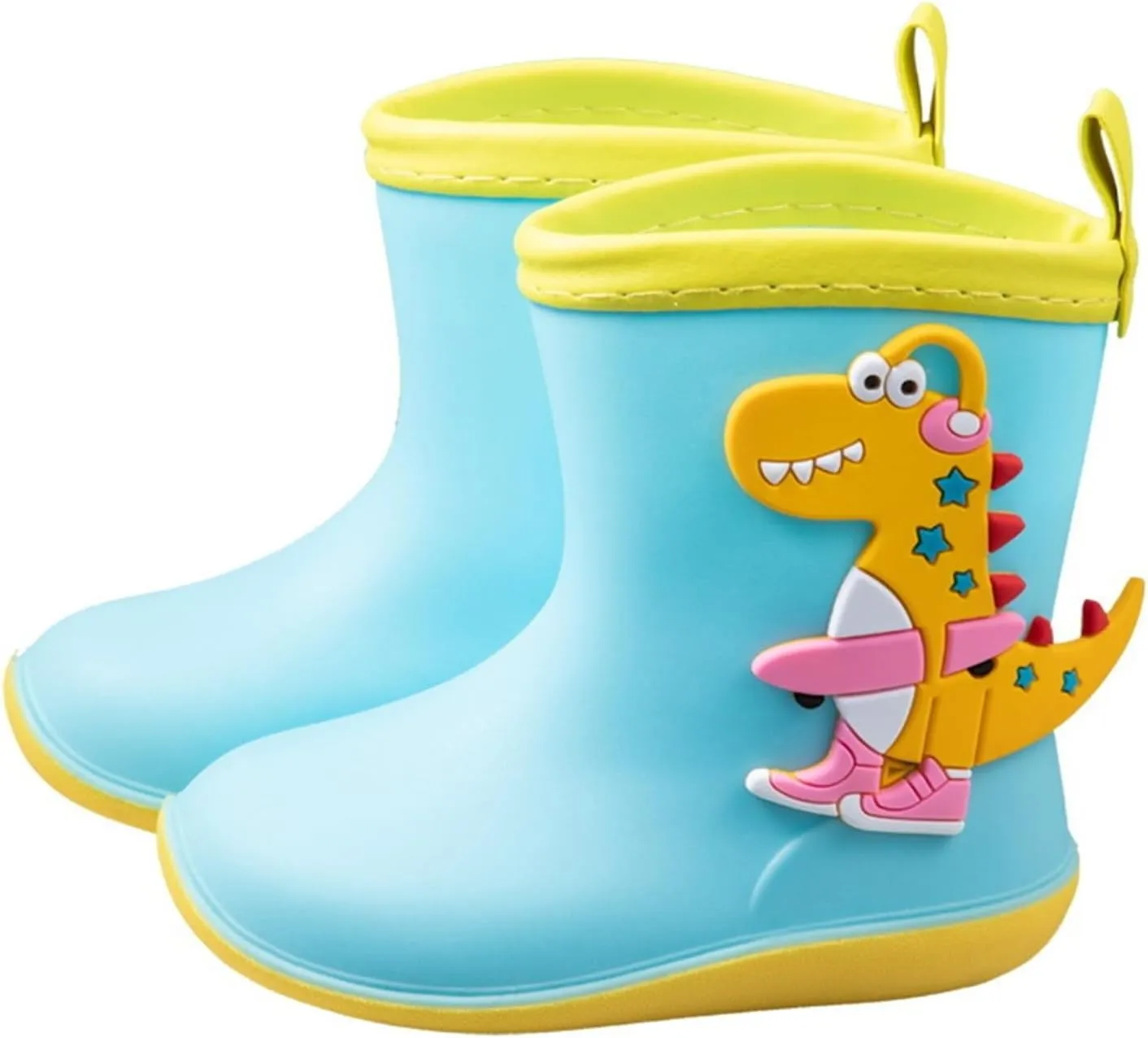 Toddler Boys Girls Dinosaur Rain Boots Cute artoon Animals Soft Pull On Non Slip Rubber Boys Rubber Boots Size 8