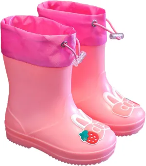 Toddler Bunny Rain Boots for Girls Rubber Boots Waterproof Lightweight Unisex Child Rainboots Cute Cartoon Shoes