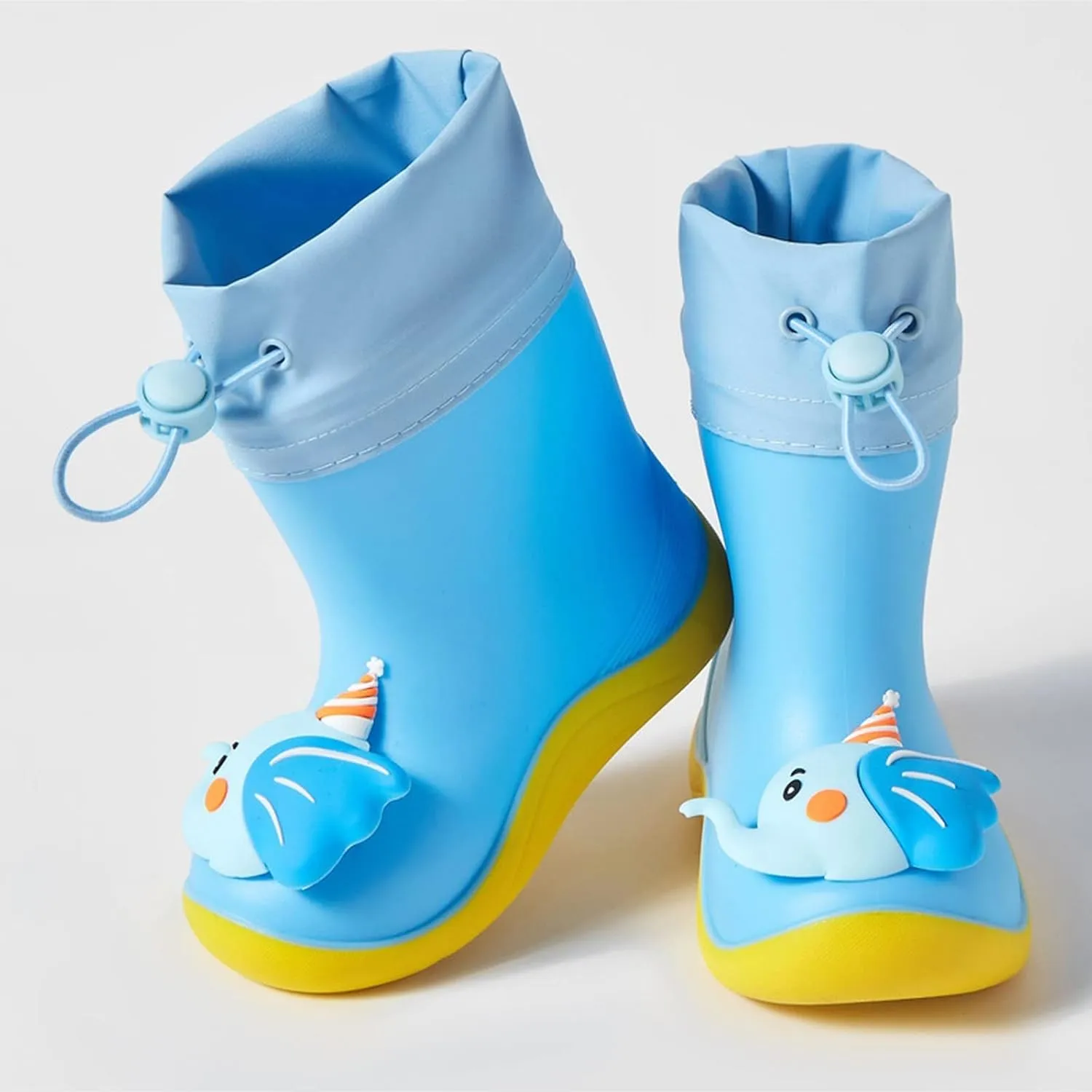 Toddler Cute Elephant Rain Boots Lightweight Rainboots Outdoor Boys Girls Water Shoes Non-Slip Rubber Mud Boots Toddler