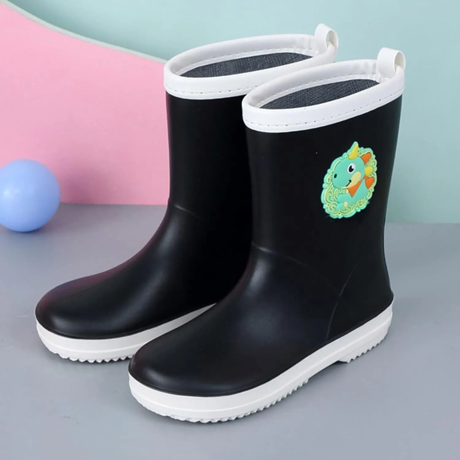 Toddler Kids Rain Boots Boys Girls Waterproof Rain Shoes Cute Cartoon Rainboots Mud Shoes for Water Baby Boy Boots