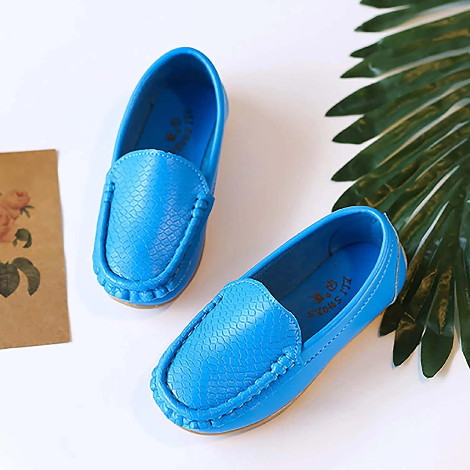 Toddler Little Kid Boys Girls Soft Slip On Loafers Dress Flat Shoes Boat Shoes Casual Adaptive Shoes for Kids (Blue, 35)