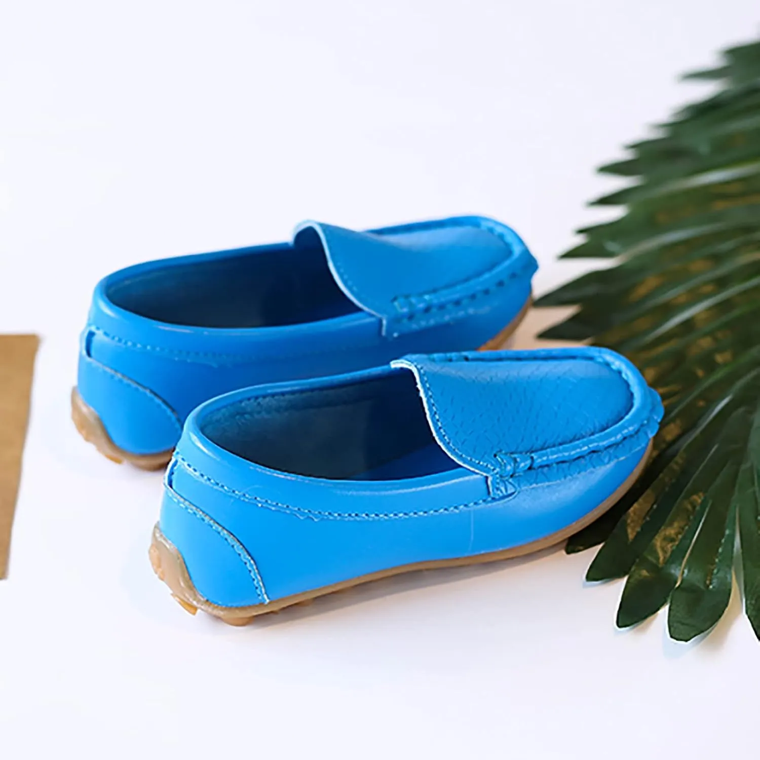 Toddler Little Kid Boys Girls Soft Slip On Loafers Dress Flat Shoes Boat Shoes Casual Adaptive Shoes for Kids (Blue, 35)