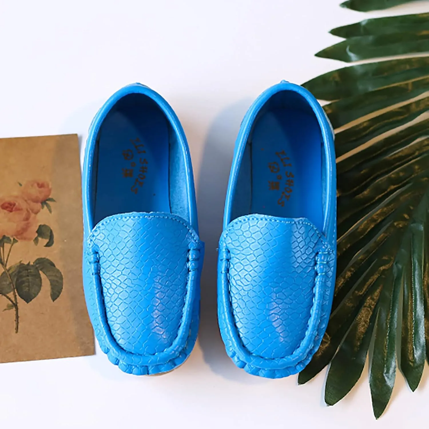 Toddler Little Kid Boys Girls Soft Slip On Loafers Dress Flat Shoes Boat Shoes Casual Adaptive Shoes for Kids (Blue, 35)