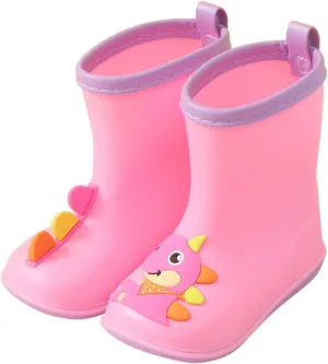 Toddler Slip On Rain Boots Kids Boys Girls Cute Cartoon Easy-on Lightweight Waterproof Easy On Garden Boots