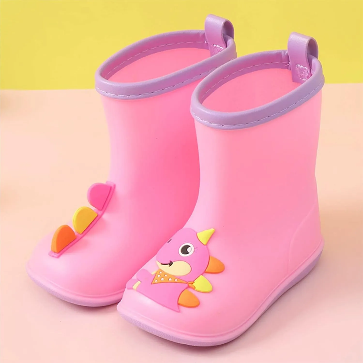 Toddler Slip On Rain Boots Kids Boys Girls Cute Cartoon Easy-on Lightweight Waterproof Easy On Garden Boots