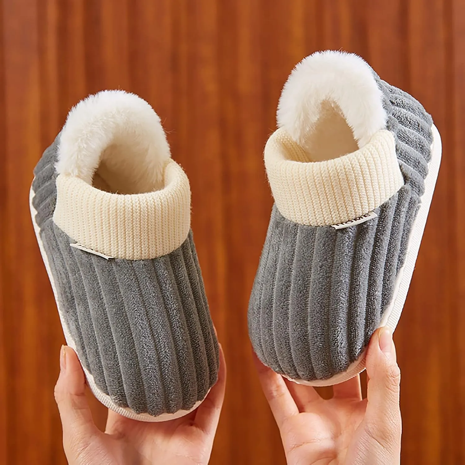 Toddler Slippers Boys Girls House Rubber Sole Slip on Baby Sock Cotton Linen Outdoor Bedroom Walking Ankle Shoes