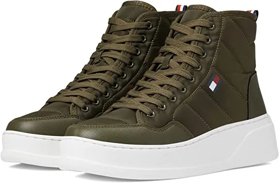 Tommy Hilfiger GEMMY High Top Sneaker Green Lace Up Rounded Toe Walking Booties