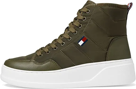Tommy Hilfiger GEMMY High Top Sneaker Green Lace Up Rounded Toe Walking Booties