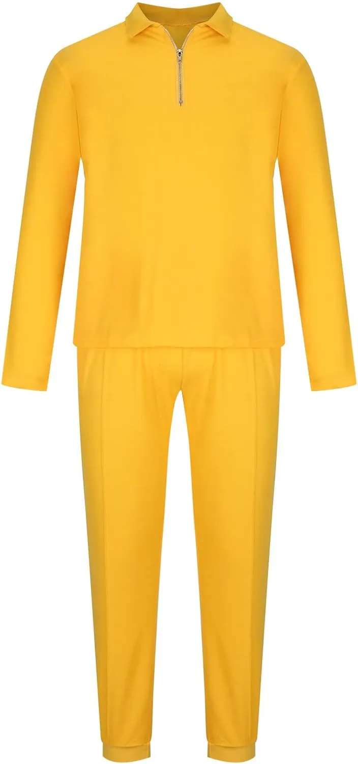 tuduoms Men's 2 Piece Tracksuits Gym Workout Outfits Casual Long Sleeve Zip Polo Sweatsuits Set Running Jogging Suit for Men
