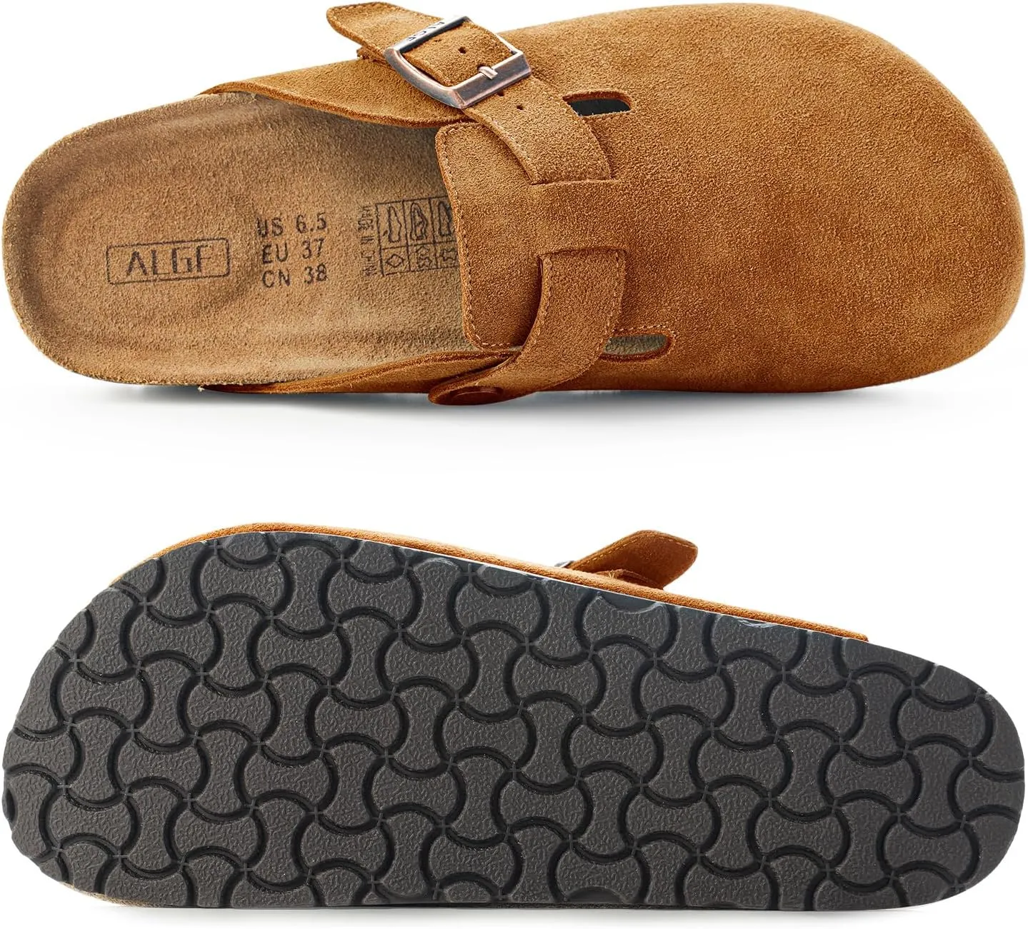 Women??s Genuine Suede Clogs for Women Slip-On Buckle Slides Women's Mules & Clogs Natural Rubber Cork Footbed Sandals Potato Shoes with Arch Support