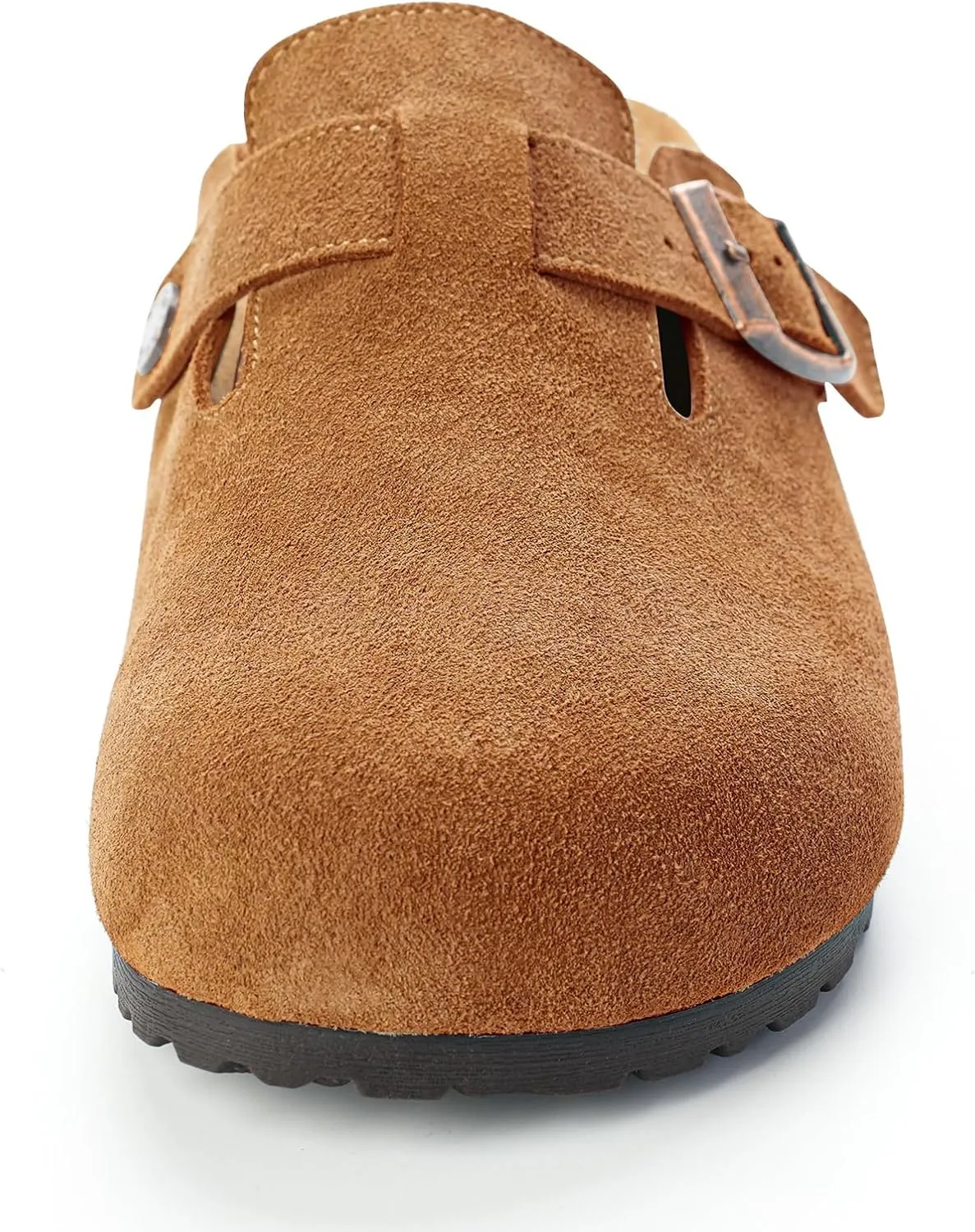 Women??s Genuine Suede Clogs for Women Slip-On Buckle Slides Women's Mules & Clogs Natural Rubber Cork Footbed Sandals Potato Shoes with Arch Support