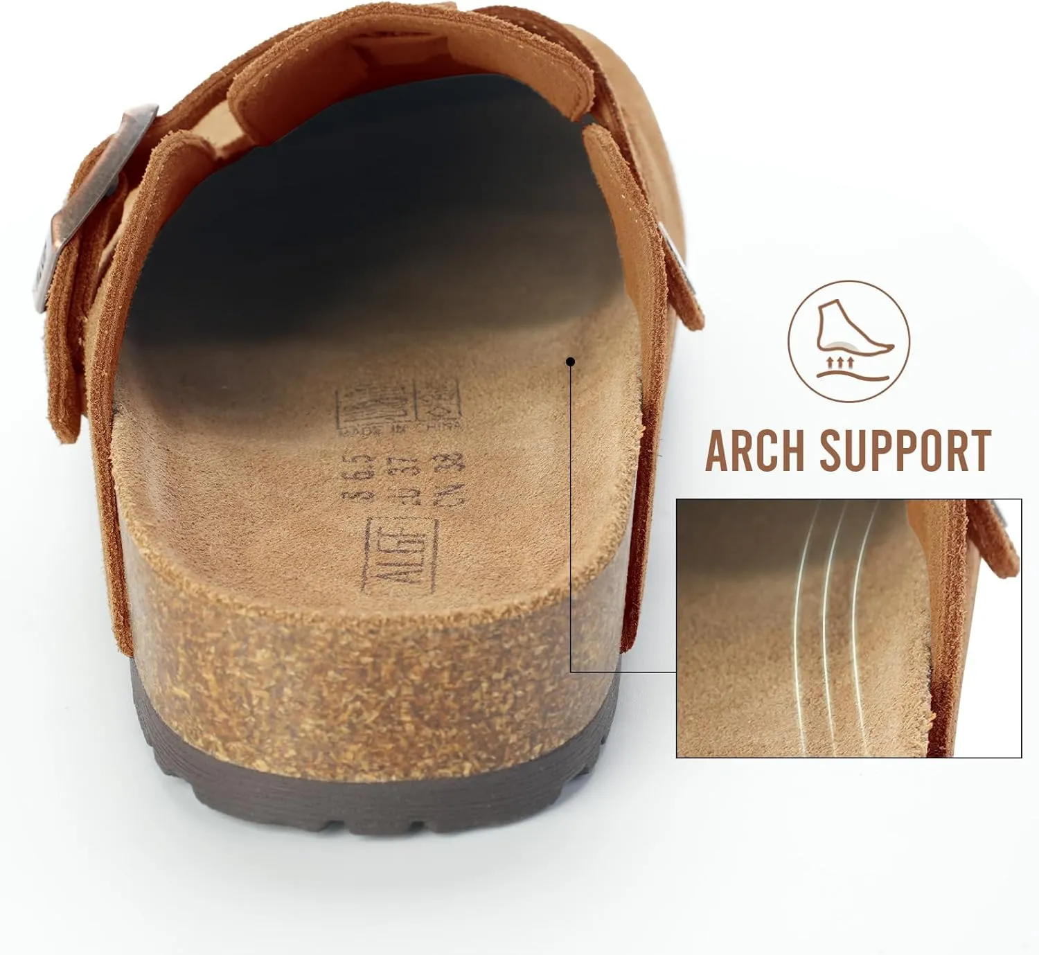 Women??s Genuine Suede Clogs for Women Slip-On Buckle Slides Women's Mules & Clogs Natural Rubber Cork Footbed Sandals Potato Shoes with Arch Support