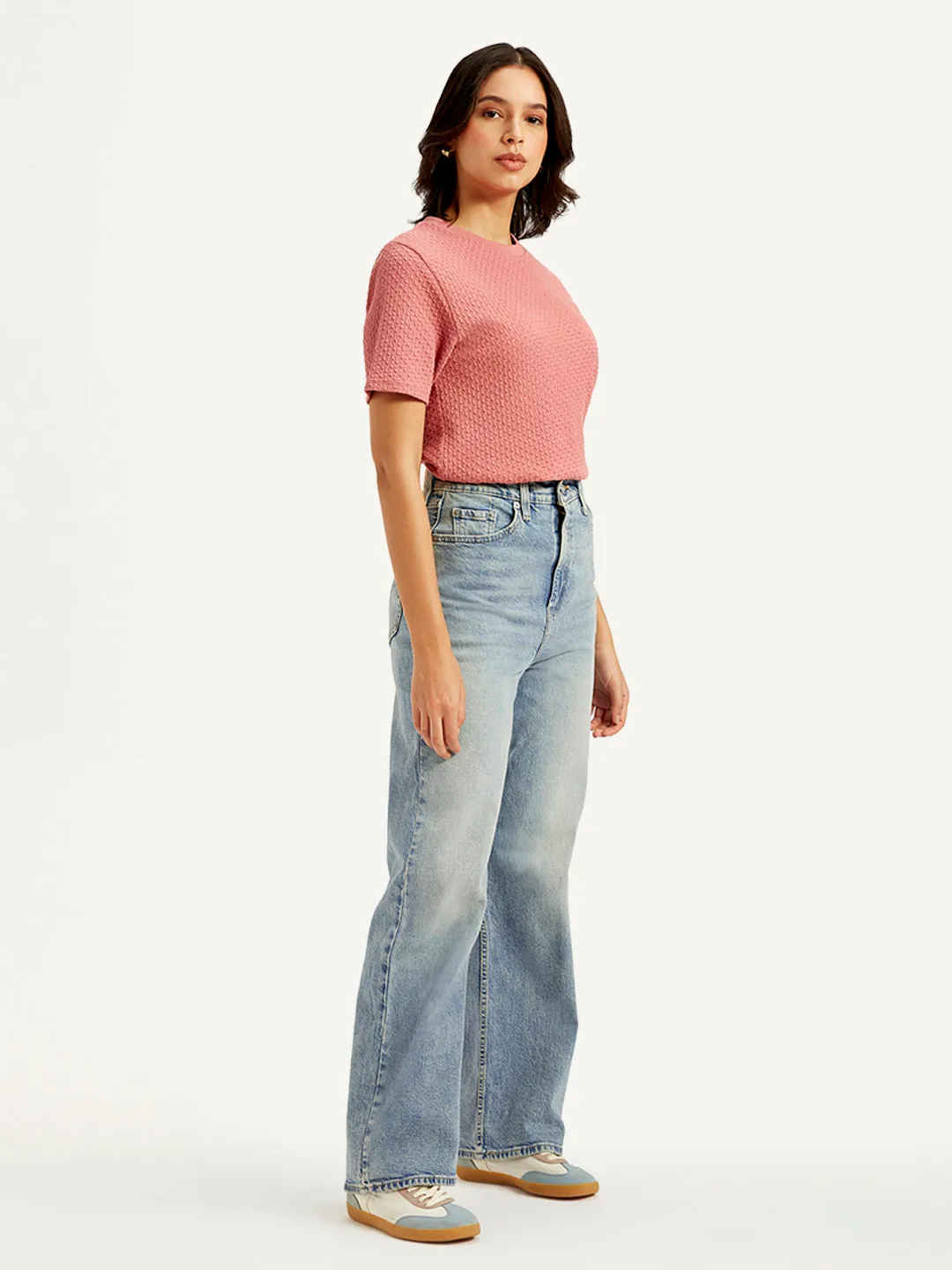 Women's High Rise Loose Fit Light Blue Jeans