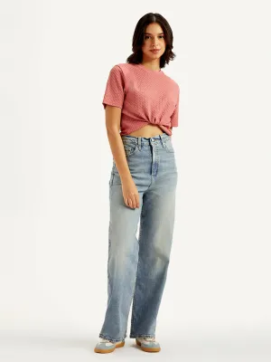 Women's High Rise Loose Fit Light Blue Jeans