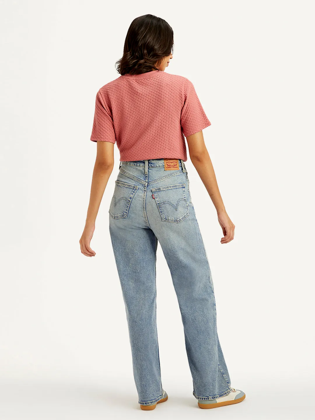 Women's High Rise Loose Fit Light Blue Jeans