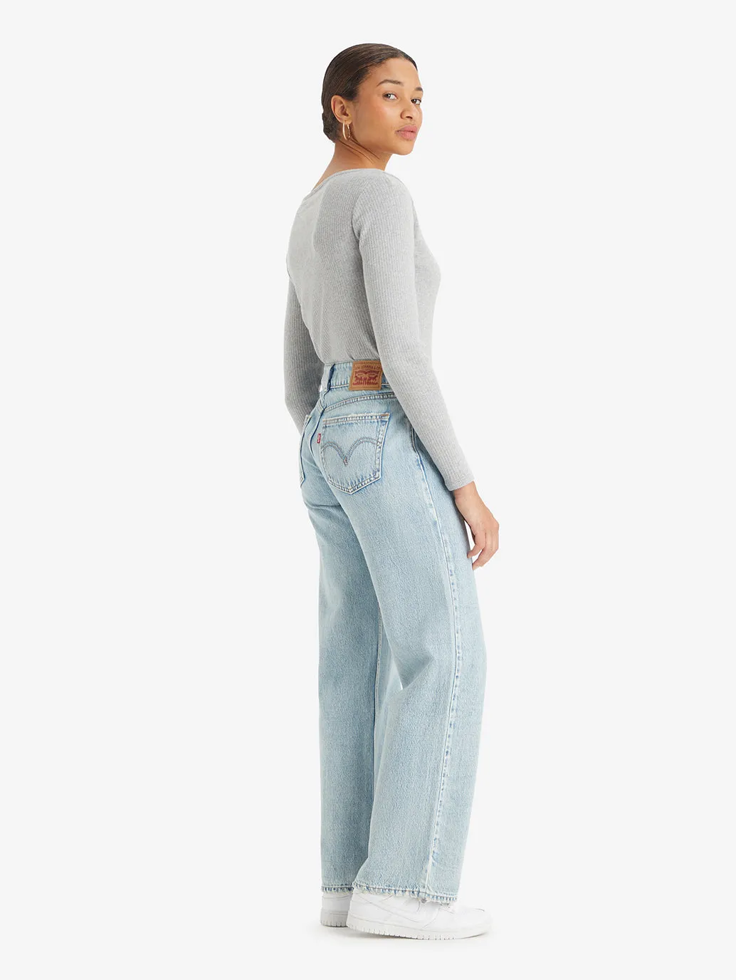 Women's Light Blue Loose Fit Super Low Rise Jeans