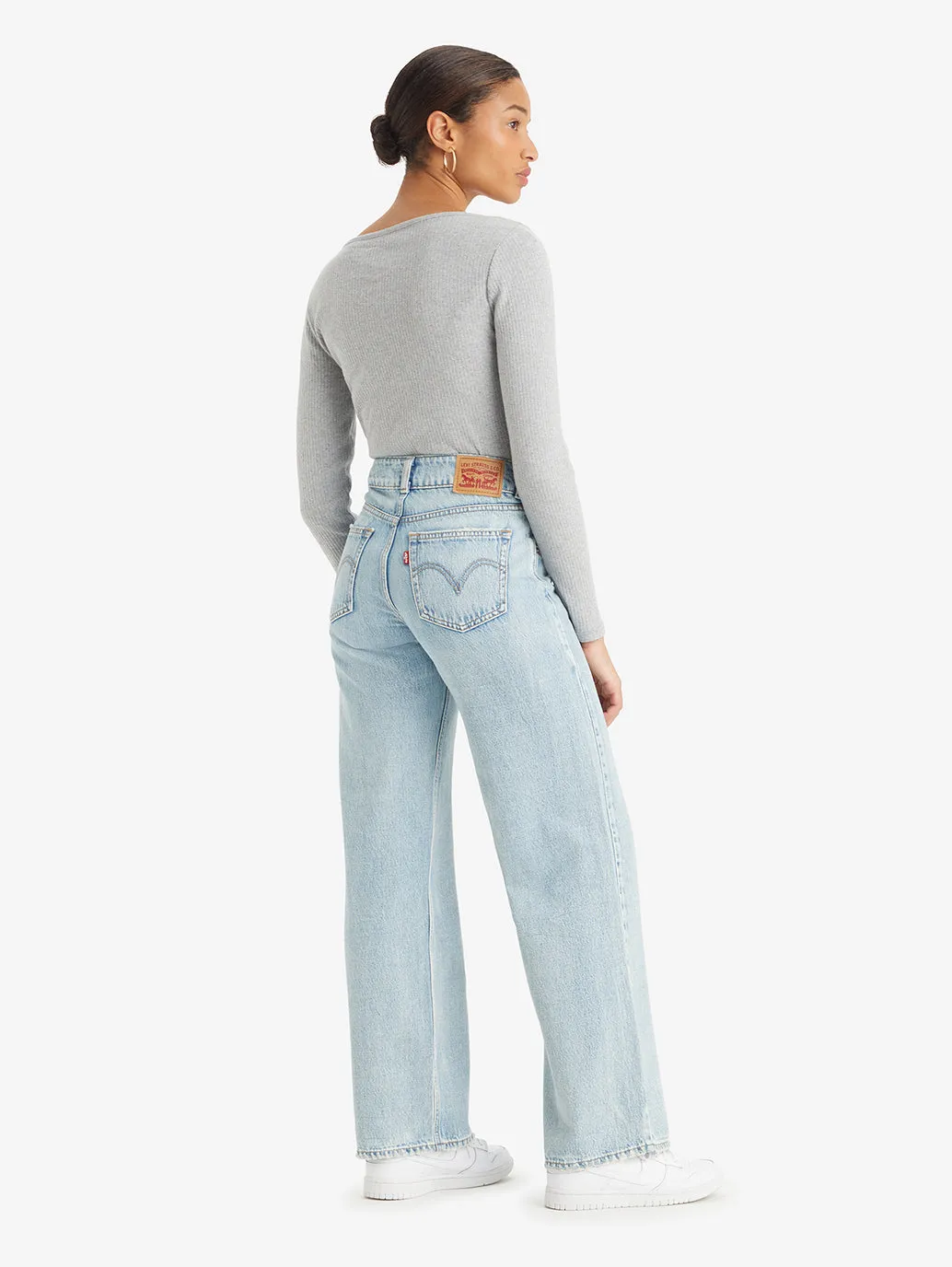 Women's Light Blue Loose Fit Super Low Rise Jeans