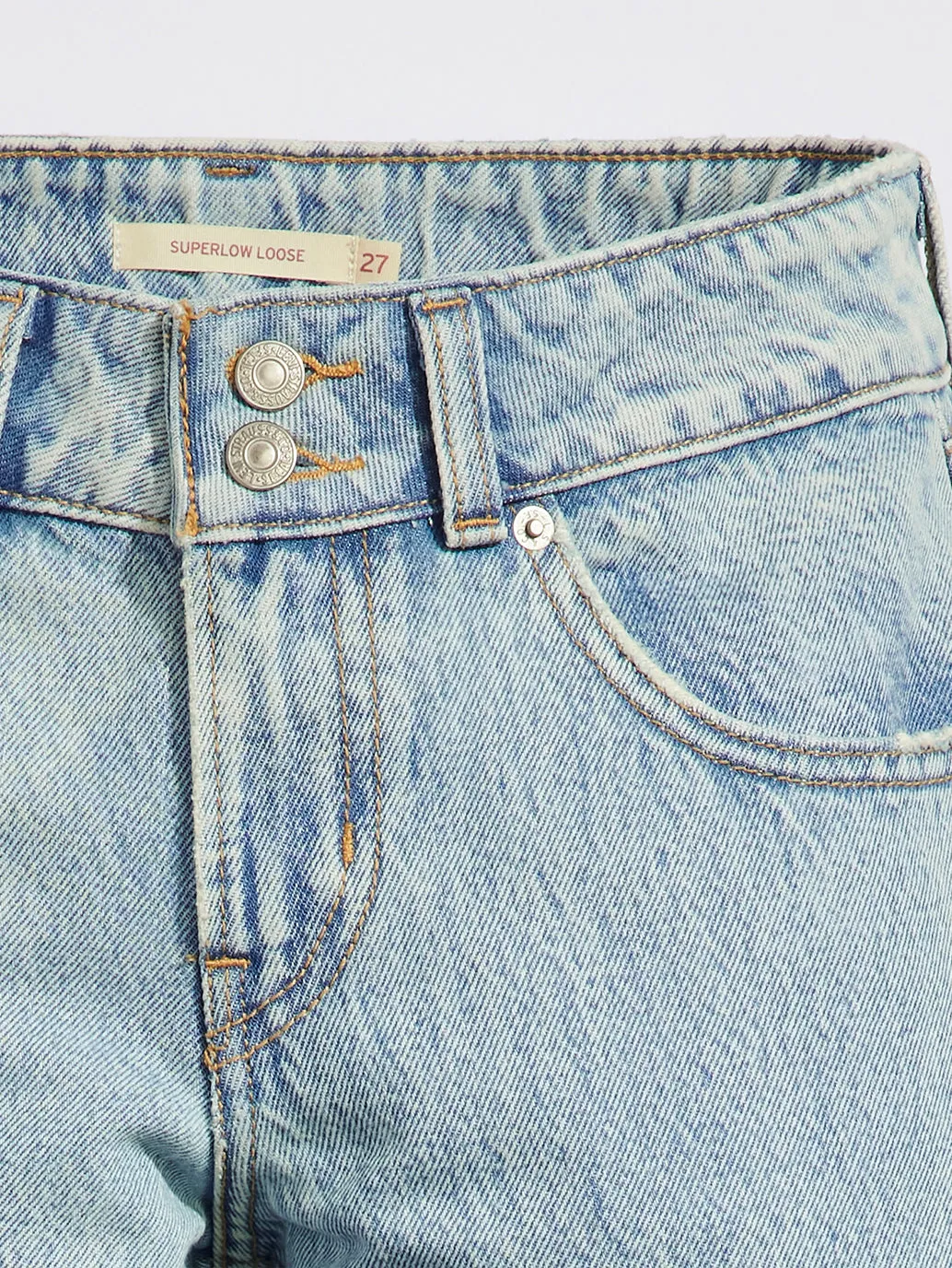 Women's Light Blue Loose Fit Super Low Rise Jeans