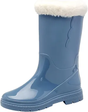 Womens Rain Boots Mens Snow Boots Waterproof Insulated Non-Slip Mid-Calf Boots Slip On Fishing Boots For Men