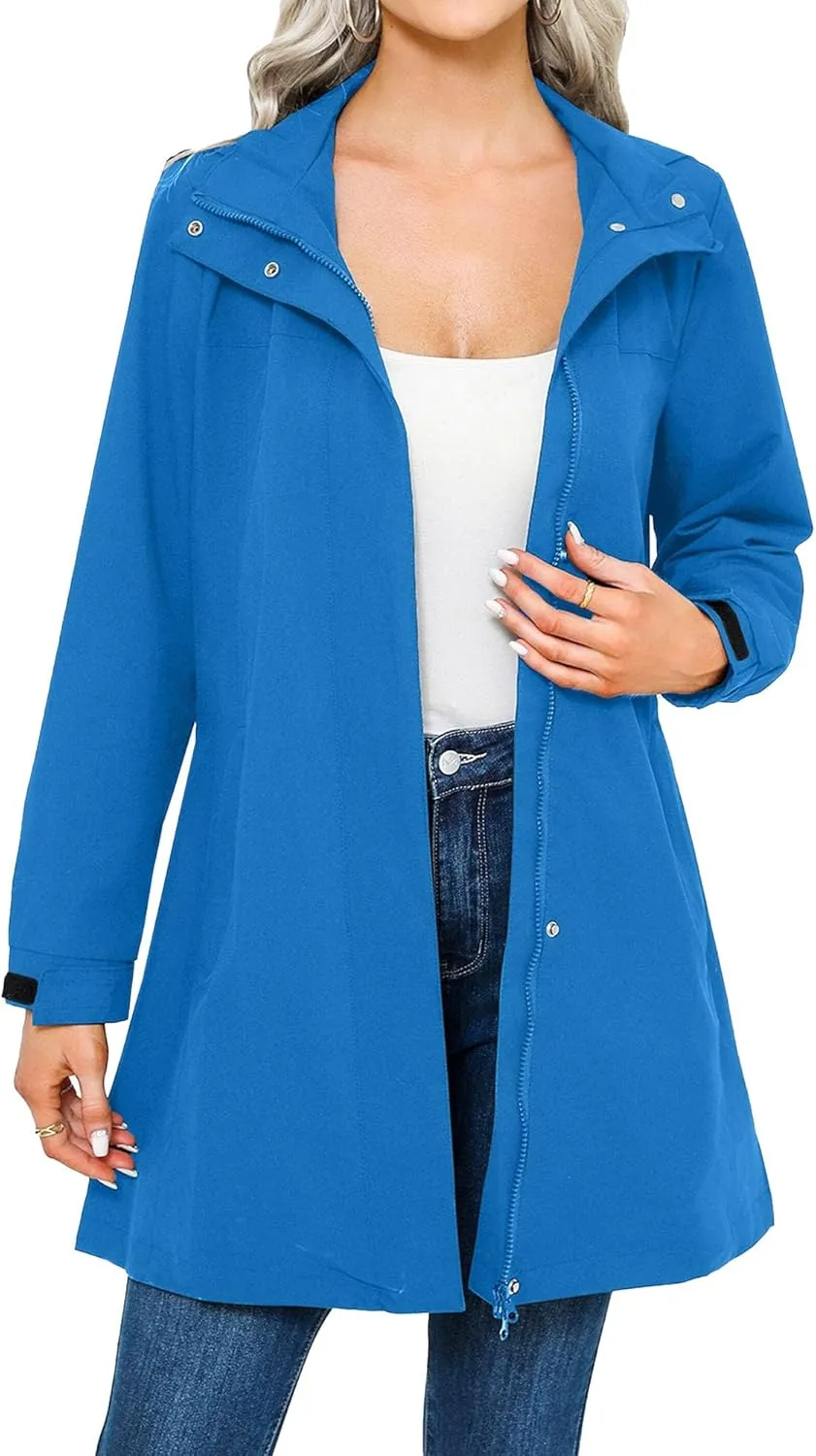 Womens Rain Coats Waterproof With Hood Lightweight Jackets Portable Cycling Clothing Outdoor Hiking Windproof Coats