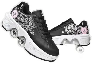 Womens Retractable Roller Skate Shoes  2-in-1 Adjustable Sneakers with Hidden Wheels for Outdoor Sports, Walking & Fitness  Lightweight & Comfortable Design