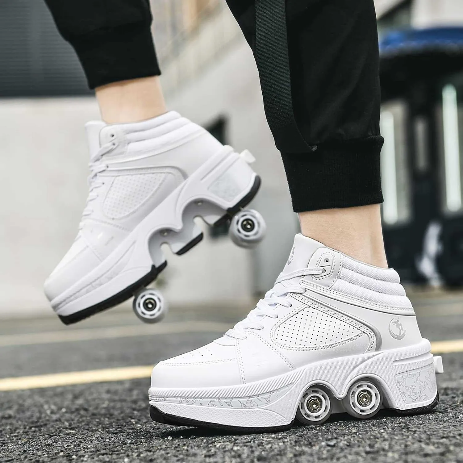 Womens Retractable Roller Skate Shoes  2-in-1 Adjustable Sneakers with Hidden Wheels for Outdoor Sports, Walking & Fitness  Lightweight & Comfortable Design