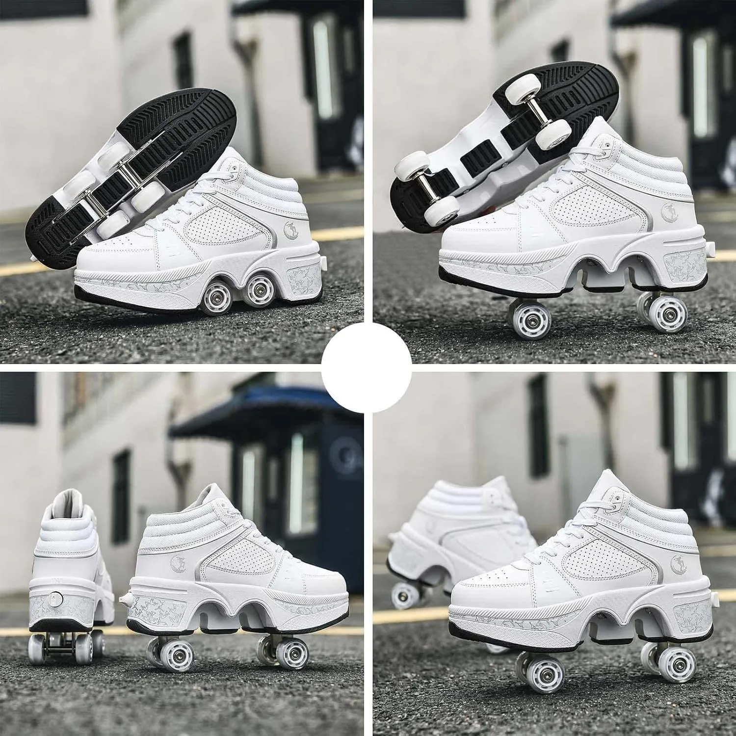 Womens Retractable Roller Skate Shoes  2-in-1 Adjustable Sneakers with Hidden Wheels for Outdoor Sports, Walking & Fitness  Lightweight & Comfortable Design