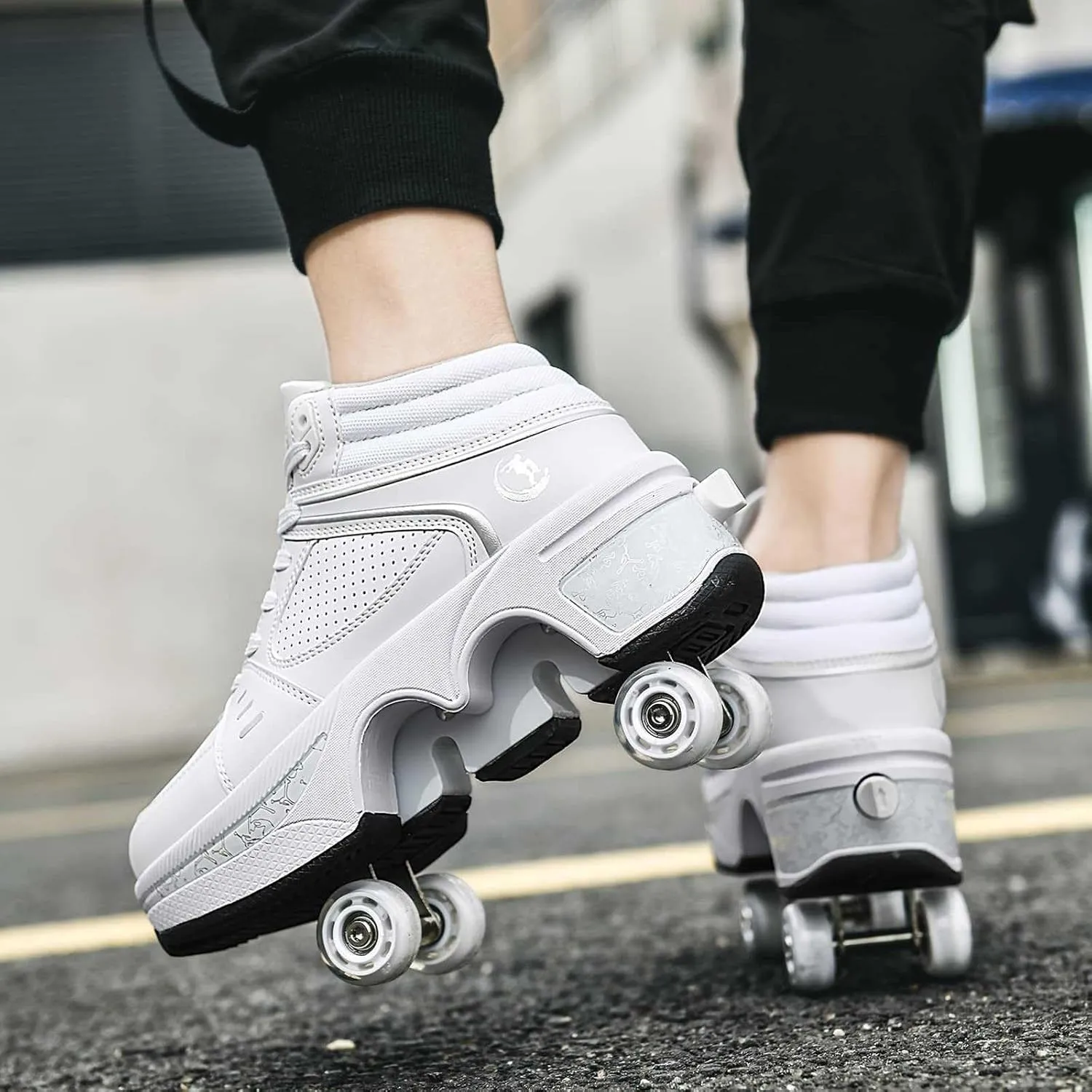 Womens Retractable Roller Skate Shoes  2-in-1 Adjustable Sneakers with Hidden Wheels for Outdoor Sports, Walking & Fitness  Lightweight & Comfortable Design