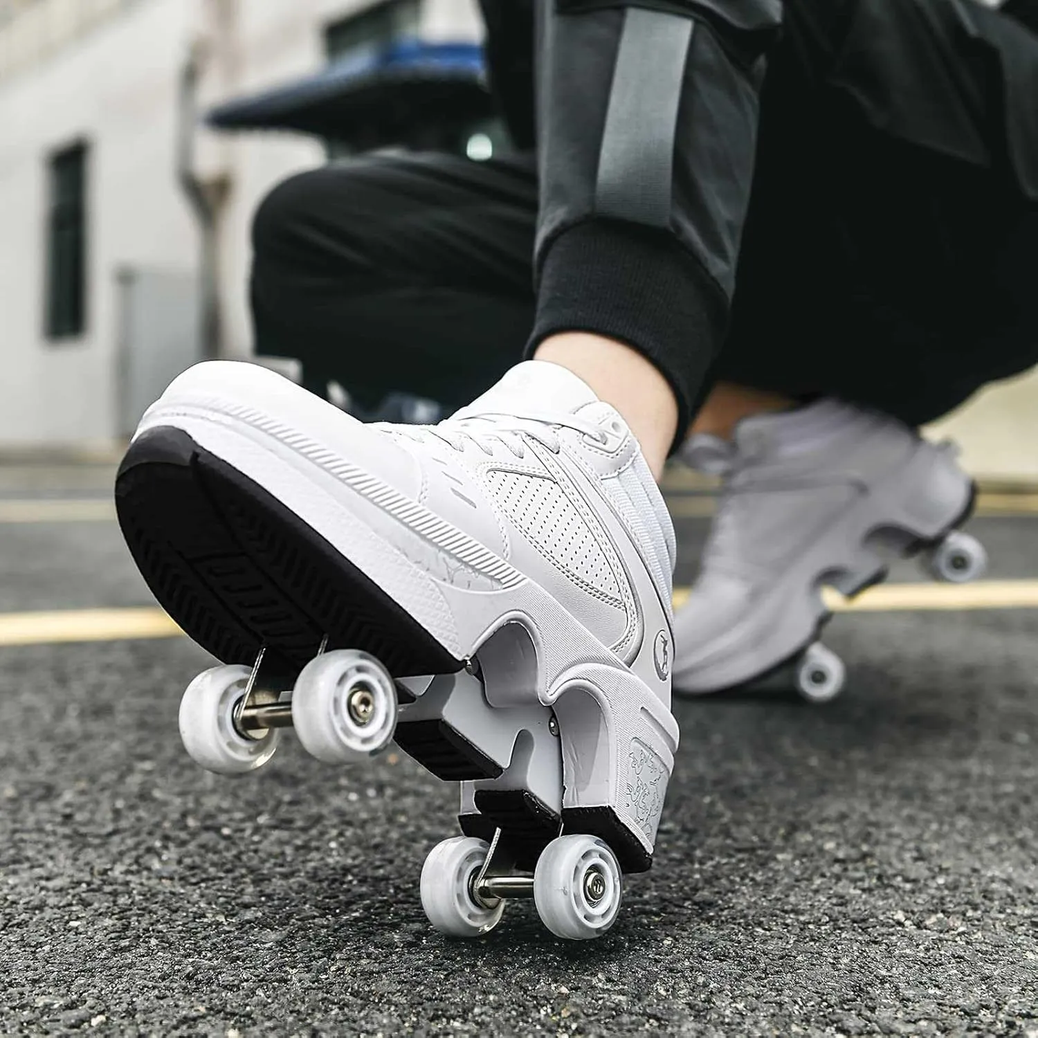 Womens Retractable Roller Skate Shoes  2-in-1 Adjustable Sneakers with Hidden Wheels for Outdoor Sports, Walking & Fitness  Lightweight & Comfortable Design