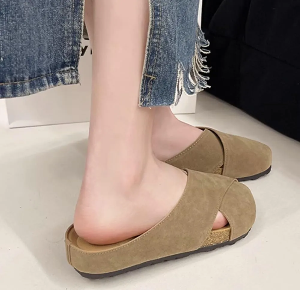 Women??s Suede Comfort Slip-On Mules Arch Support House Slippers Casual Indoor Outdoor Sandals Potato Shoes 2025