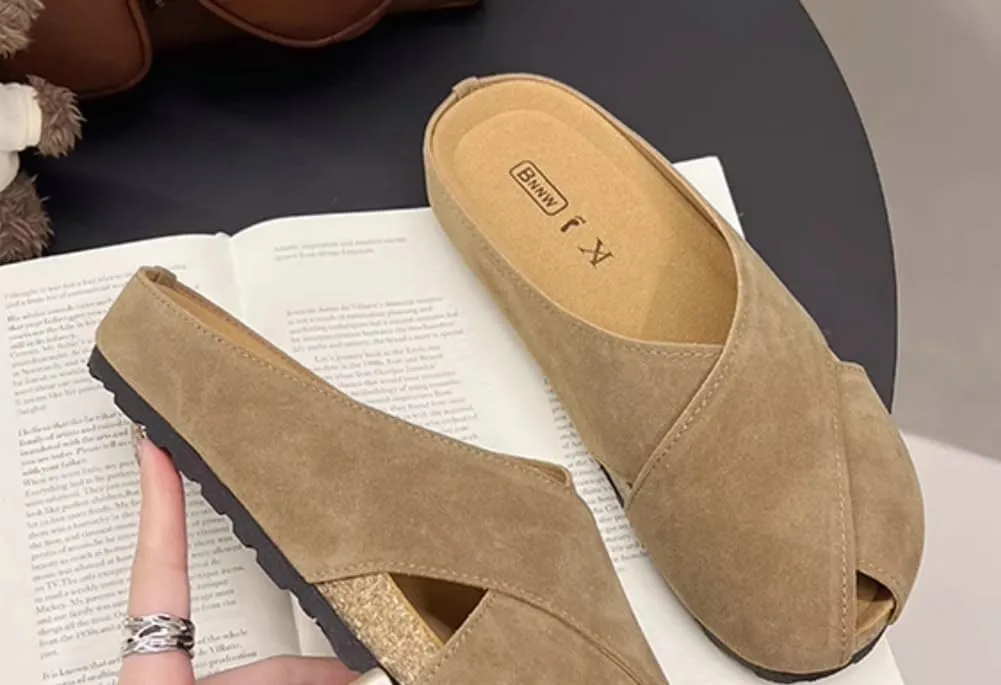 Women??s Suede Comfort Slip-On Mules Arch Support House Slippers Casual Indoor Outdoor Sandals Potato Shoes 2025