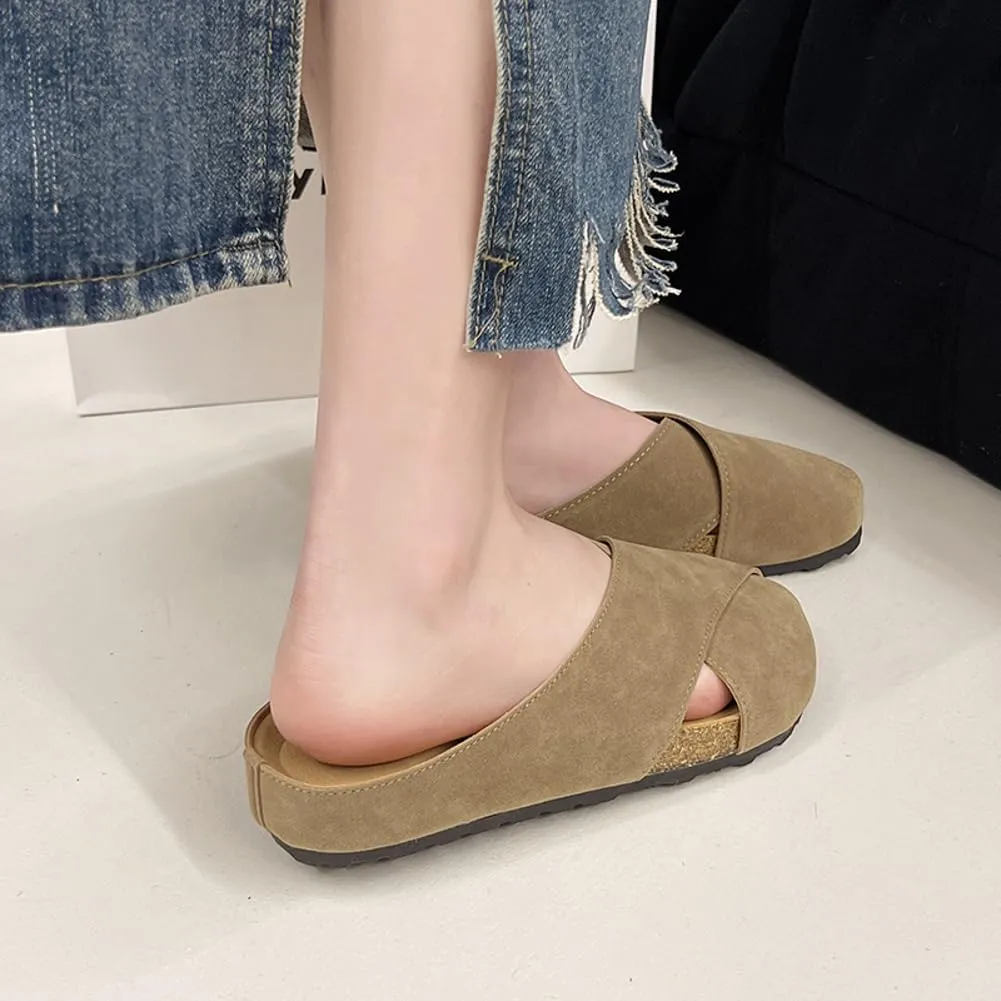 Womens Suede Comfort Slip-On Mules Arch Support House Slippers Casual Indoor Outdoor Sandals Potato Shoes 2025