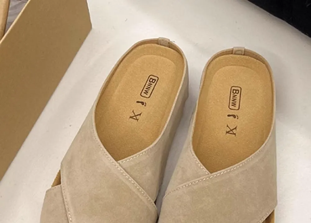 Womens Suede Comfort Slip-On Mules Arch Support House Slippers Casual Indoor Outdoor Sandals Potato Shoes 2025